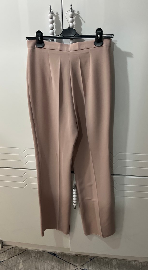 Somon rengi Düğmeli Kadın Kumaş Pantolon - Görsel 4