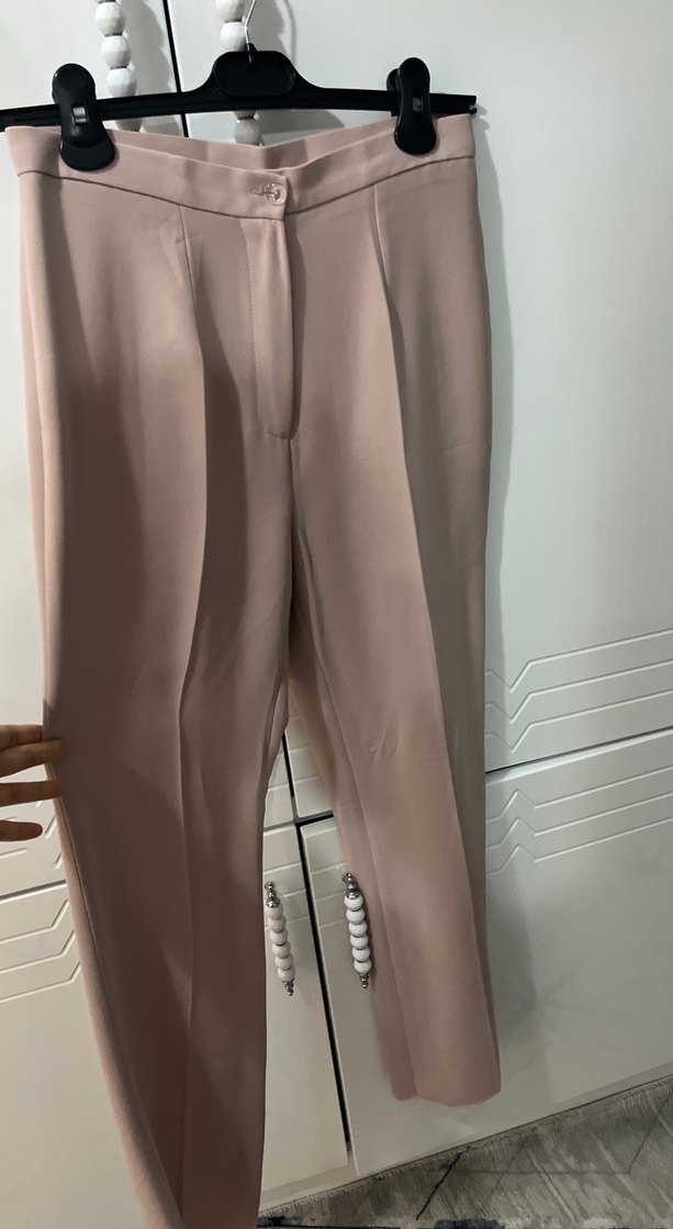 Somon rengi Düğmeli Kadın Kumaş Pantolon - Görsel 5