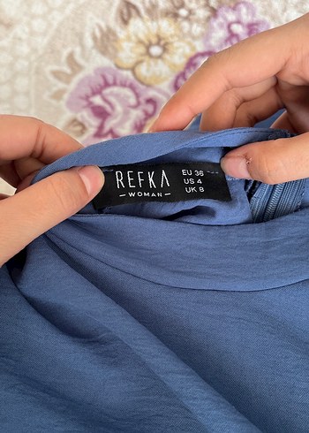 Mavi Uzun Kesim Keten Kadın Tunik - Görsel 5