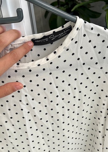 Uzun Kollu Puantiyeli Salaş Bluz - Görsel 3