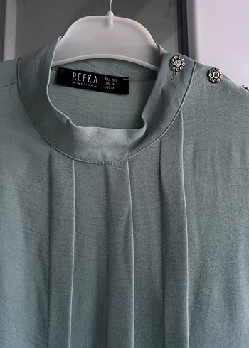 Bej Uzun Kollu Rahat Kesim Kadın Elbise - Görsel 8