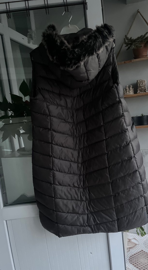 Kürklü Siyah Uzun Kadın Yelek - Görsel 3