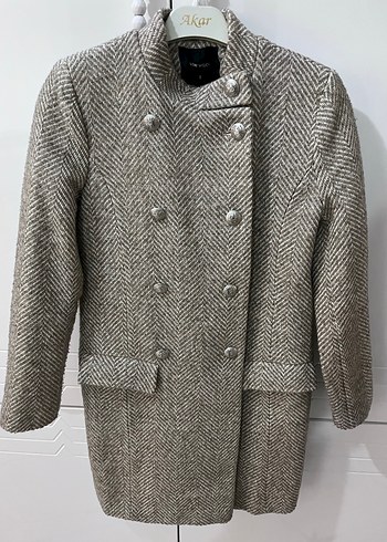 Balık sırtı desenli uzun kaban - Görsel 4