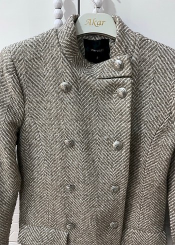 Balık sırtı desenli uzun kaban - Görsel 5