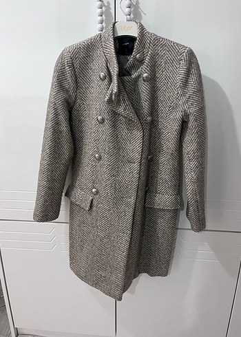 Balık sırtı desenli uzun kaban - Görsel 7