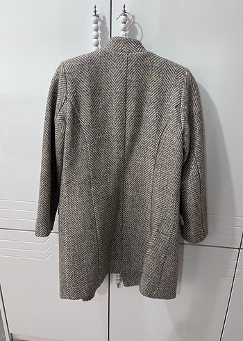 Balık sırtı desenli uzun kaban - Görsel 6