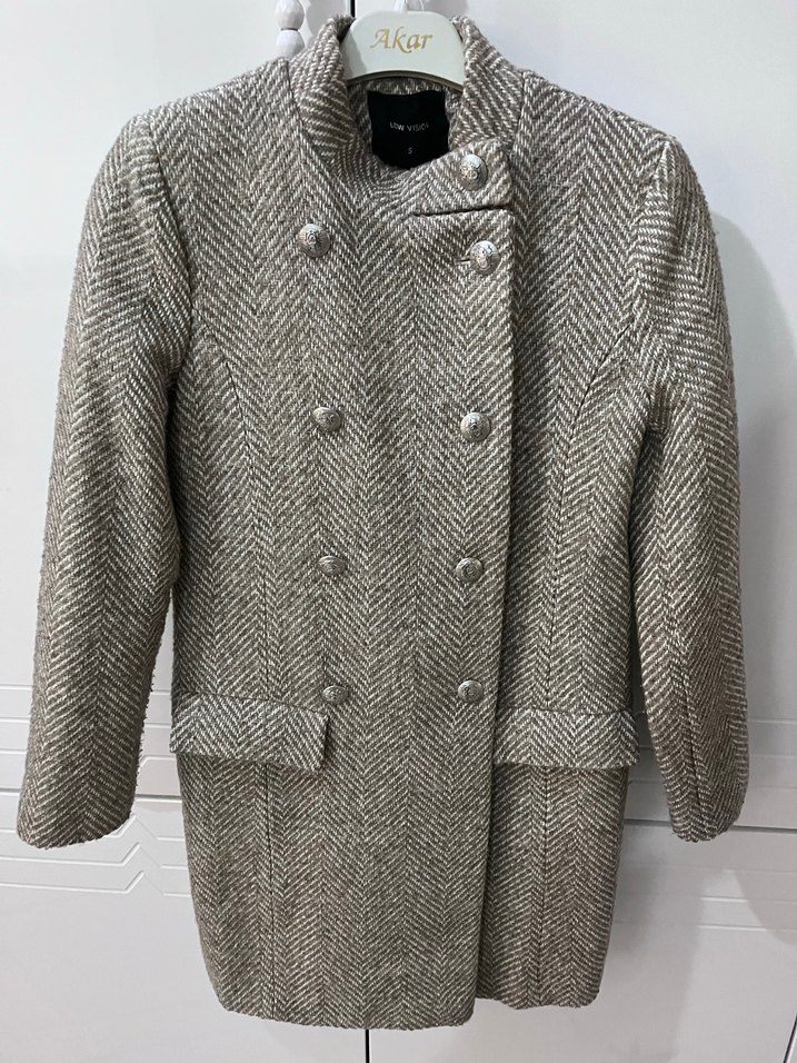 Balık sırtı desenli uzun kaban - Görsel 4