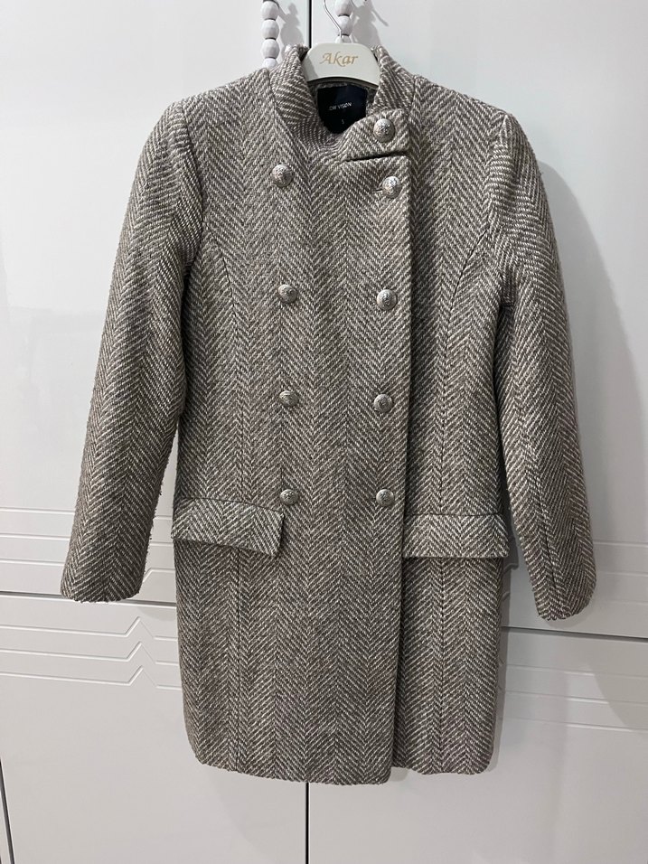 Balık sırtı desenli uzun kaban - Görsel 3