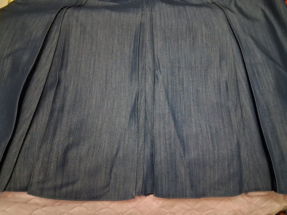 Mavi, Uzun Pileli Denim Kot Etek - Görsel 2