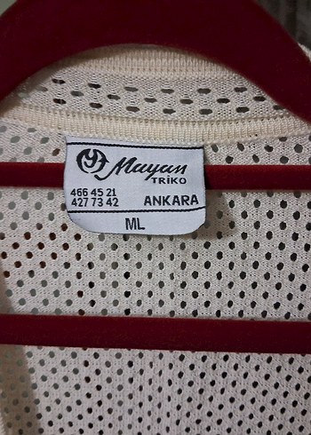 Beyaz, Örgü kumaşdan, Kolsuz, Dğmesiz Yelek, Mayam, ML.B. - Görsel 2