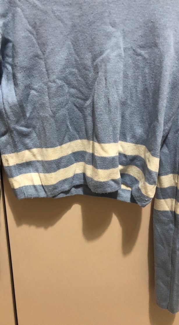 Mavi Çizgili Kadın Triko Kazak - Görsel 2