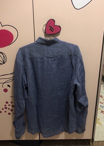 Erkek Keten Uzun Kollu Gömlek - Lacivert - Görsel 4