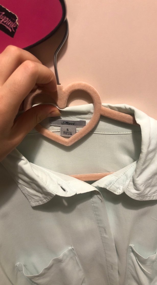 Bebe Mavisi Keten Kadın Gömlek Uzun Kollu - Görsel 3