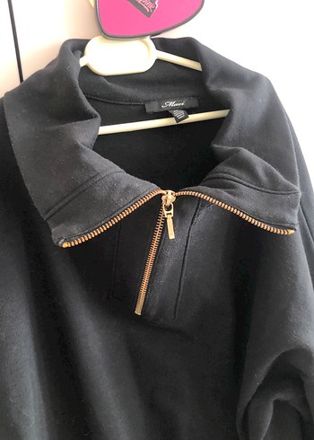 Siyah Yarım Fermuarlı Yüksek Yakalı Kadın Kazak - Görsel 2