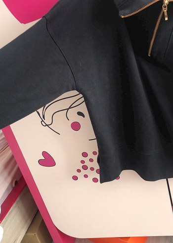 Siyah Yarım Fermuarlı Yüksek Yakalı Kadın Kazak - Görsel 3