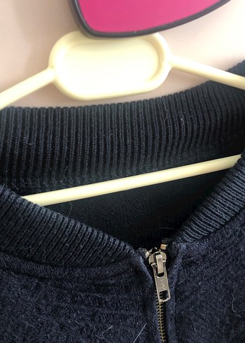 Erkek Lacivert Örgü Fermuarlı Kazak - Görsel 2