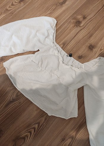 kadın beyaz bluz crop - Görsel 2