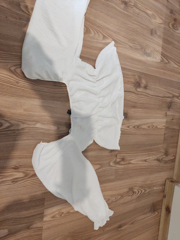 kadın beyaz bluz crop - Görsel 3