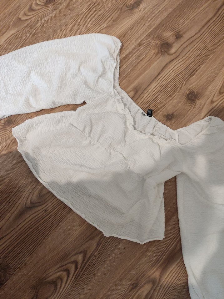 kadın beyaz bluz crop - Görsel 2