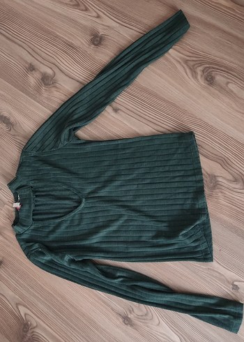 Koton markasi V Yaka Gri Uzun Kollu Triko Kadın Kazak - Görsel 5