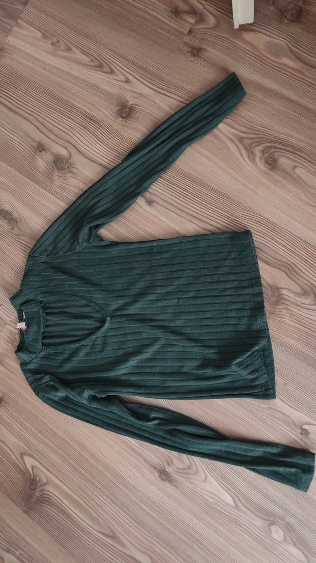 Koton markasi V Yaka Gri Uzun Kollu Triko Kadın Kazak - Görsel 5