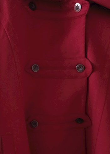 Suits markası Kırmızı düğmeli kapüşonlu kaban - Görsel 2