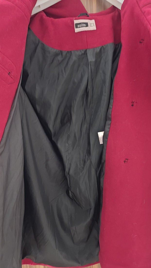 Suits markası Kırmızı düğmeli kapüşonlu kaban - Görsel 5