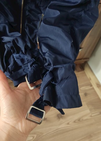 Lacivert Uzun Kadın Ceket Fermuarlı - Görsel 2