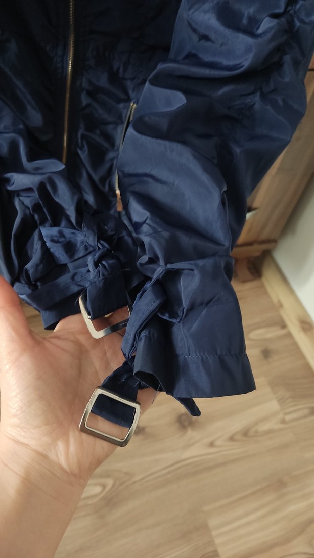 Lacivert Uzun Kadın Ceket Fermuarlı - Görsel 2