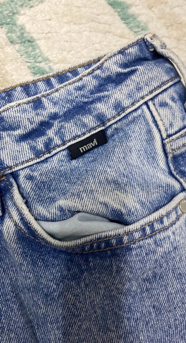 Mavi Normal Boy Bol Kesim Kadın Kot Pantolon - Görsel 3