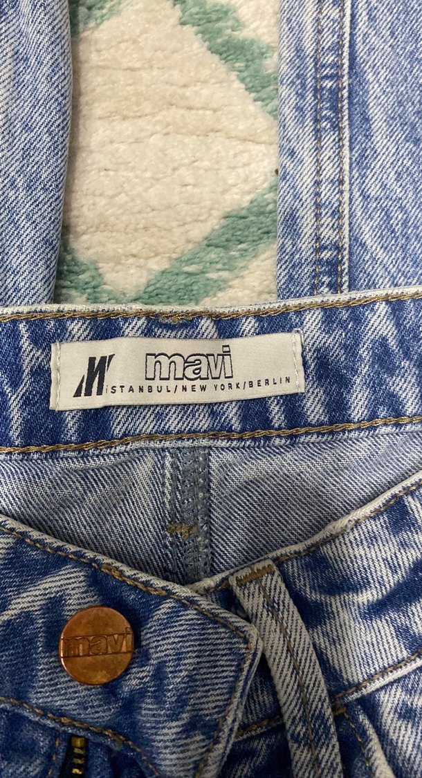 Mavi Normal Boy Bol Kesim Kadın Kot Pantolon - Görsel 4