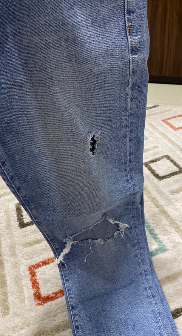 Kadın Mavi Bol Kesim Midi Denim Jean - Görsel 3