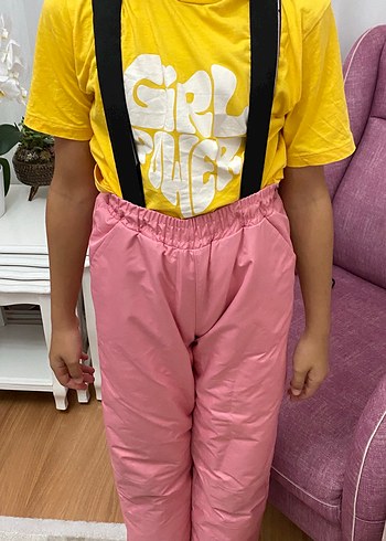 Pembe askılı Kız Çocuk kayak pantolonu
