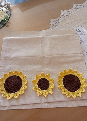 Keten kumastan runner ve kırlent kılıfı - Görsel 3