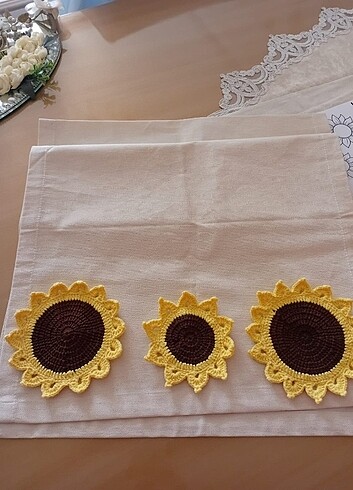 Keten kumastan runner ve kırlent kılıfı - Görsel 5