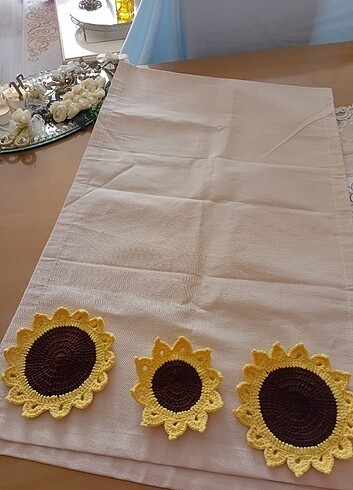 Keten kumastan runner ve kırlent kılıfı - Görsel 7