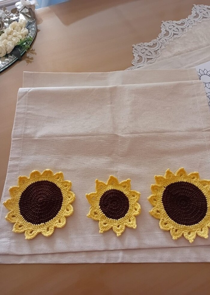 Keten kumastan runner ve kırlent kılıfı - Görsel 5