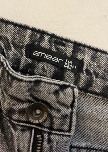 27 Beden gri Renk Gri Kadın Salaş Midi Boy Denim Jean