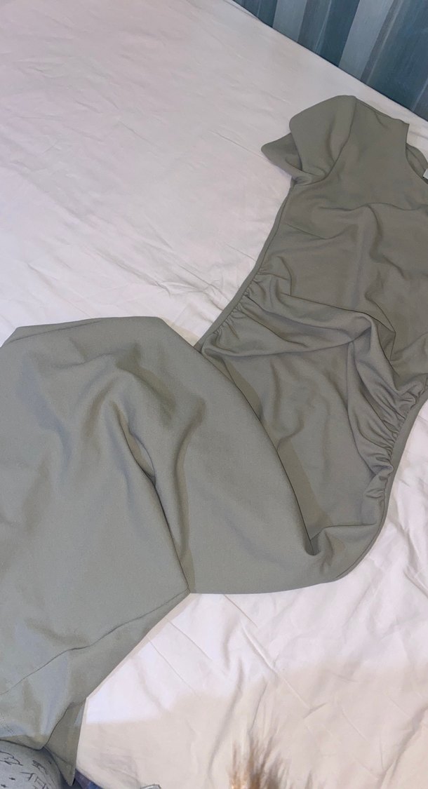 Kısa Kollu günlük elbise Khaki Renk - Görsel 4