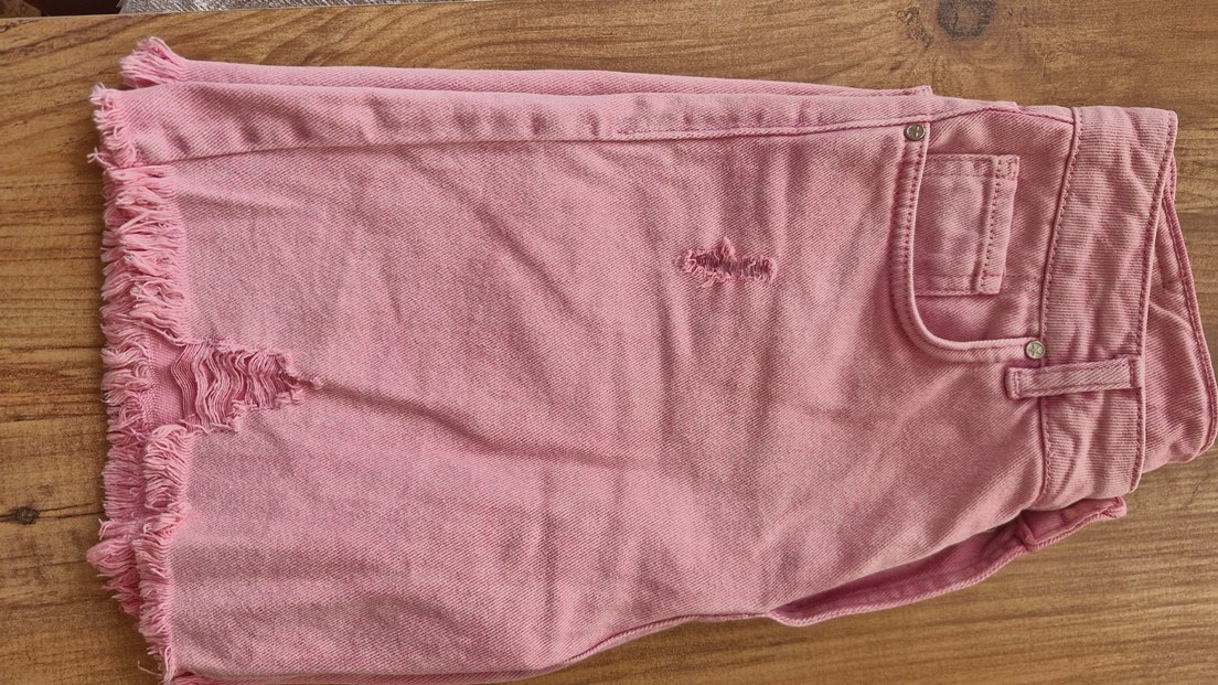 Pembe Salaş Mini Kot Şort - Görsel 3