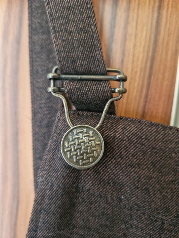 Kahverengi Askılı Midi Jean Salopet - Görsel 4