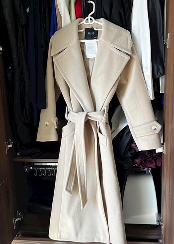 Suud Collection Bej Uzun Kadın Kaban - Salaş ve Minimalist