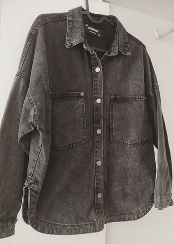 m Beden siyah Renk Düğmeli Siyah Oversize Denim Ceket