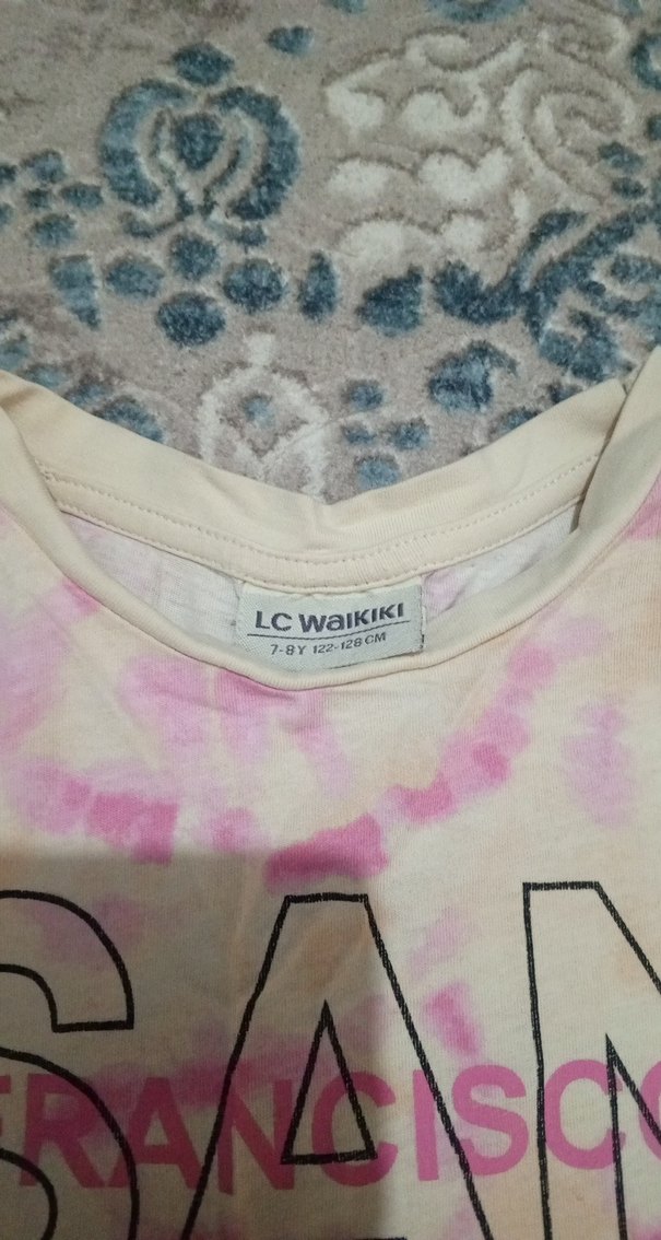 Kız Çocuk Pembe Batik Desenli Tişört - Görsel 2