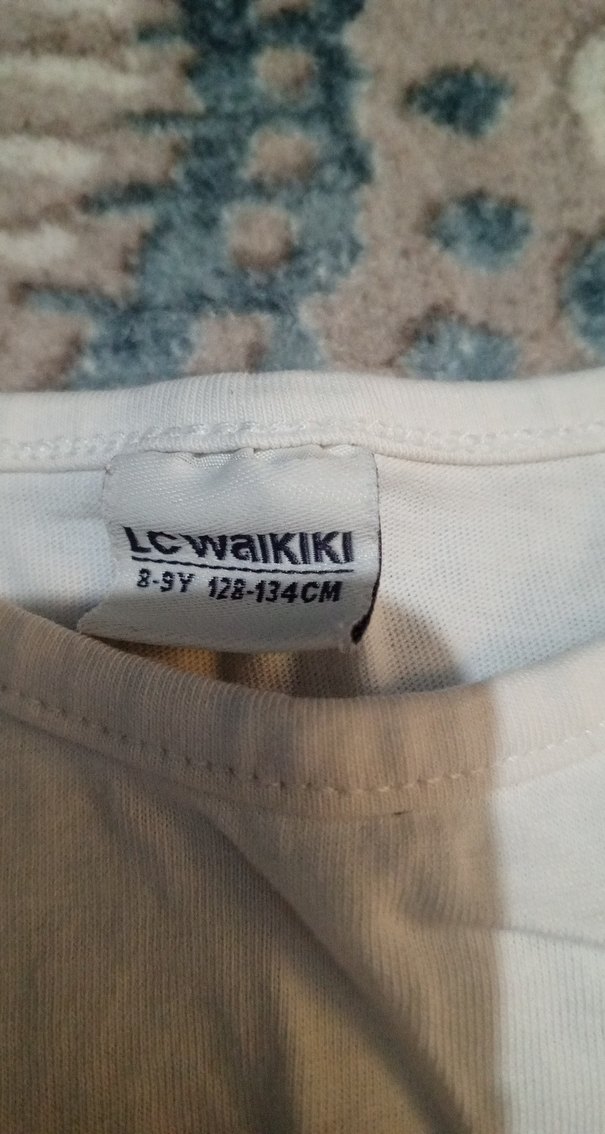 Kız Çocuk Payetli Baskılı Beyaz Tişört - Görsel 2