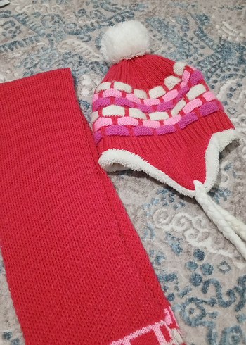 Renkli Nakışlı Çocuk Bere ve Atkı Seti - Görsel 2