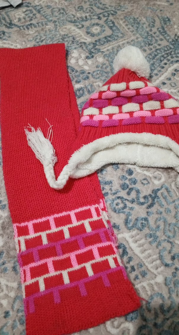 Renkli Nakışlı Çocuk Bere ve Atkı Seti - Görsel 3