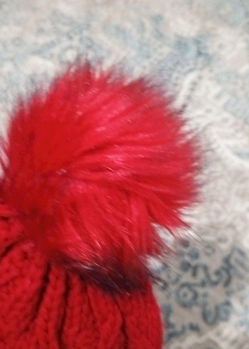 Kırmızı Örgü Kadın Bere - Görsel 2