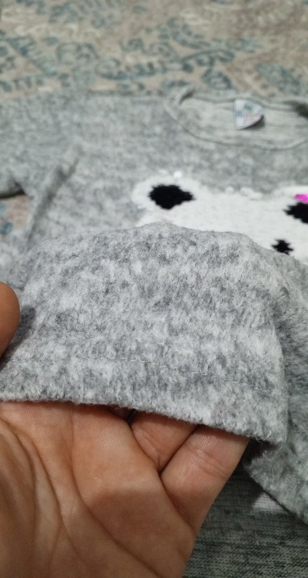 Kız Çocuk Gri Nakışlı Triko Sweatshirt - Görsel 4