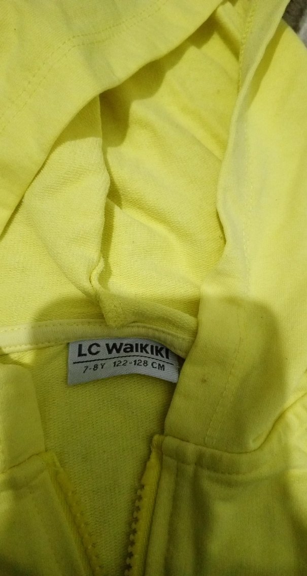 Sarı Kapüşonlu Fermuarlı  Çocuk Yeleği - Görsel 3